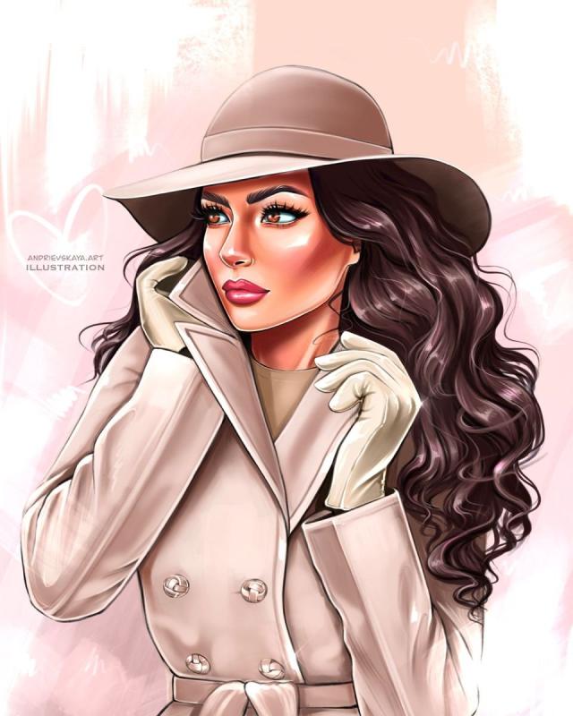 Девушка в шляпе рисунок