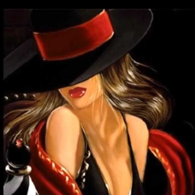 Дама в шляпе силуэт контур