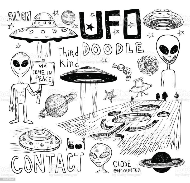 Тату эскиз НЛО И пицца