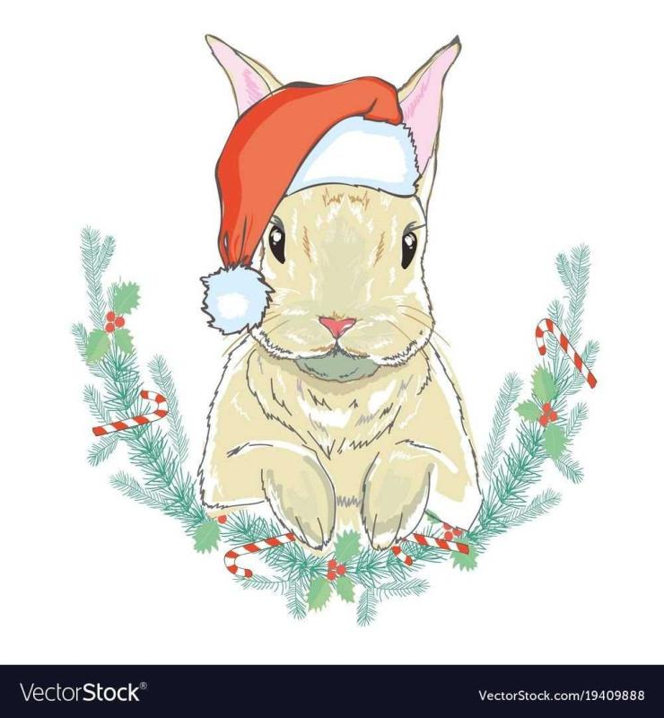 Новогодний кролик раскраска