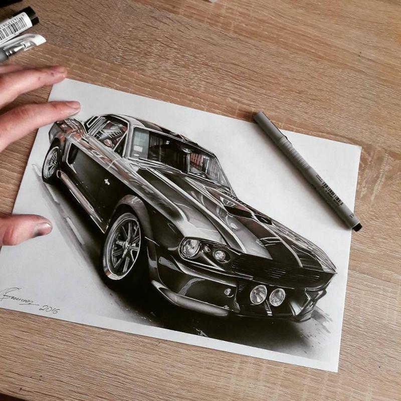 Скетчи маркерами авто