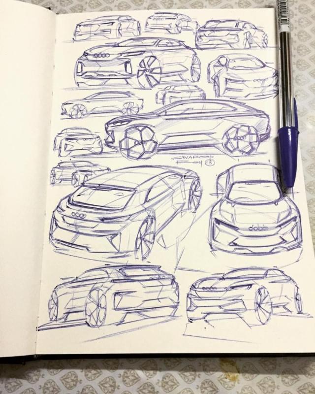 Скетч автомобиля в перспективе