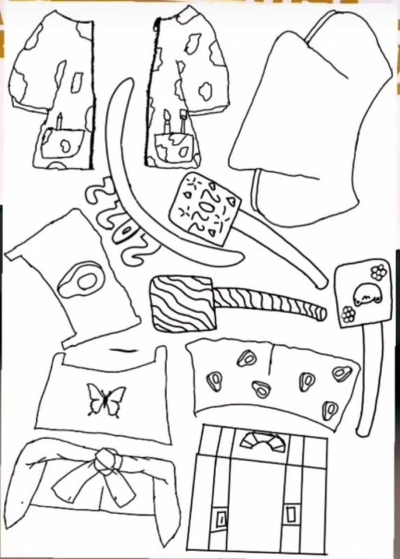 Раскраска одежда для уточки лалафанфан бумажную