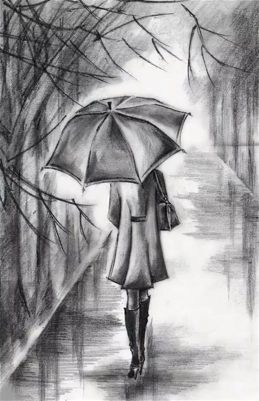 Осенний пейзаж карандашом для срисовки