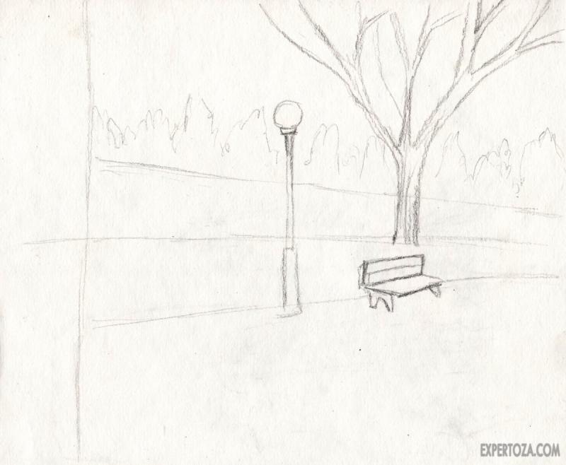 Осенний пейзаж с мостиком