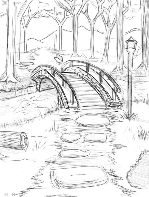 Пейзаж карандашом