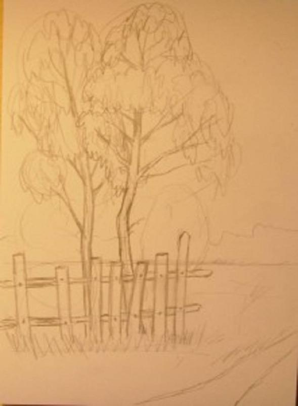 Черно белый пейзаж легкий