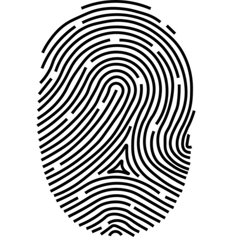 Отпечаток пальца на белом фоне