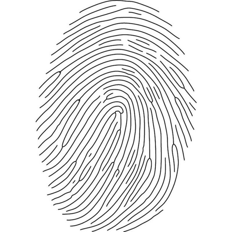 Отпечаток пальца на сером фоне