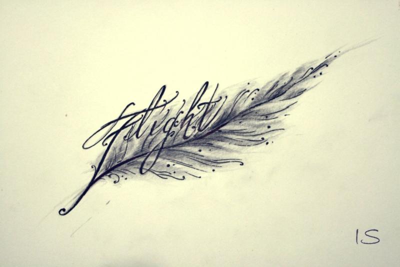 Тату перо эскизы для девушек с именем