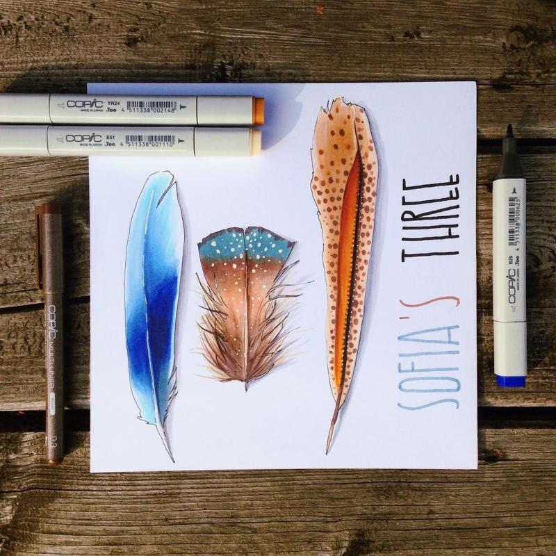 Перо скетч маркерами