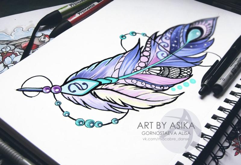 Перо скетч маркерами