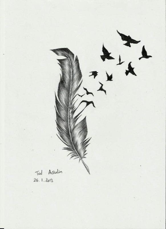 Перо тату эскиз