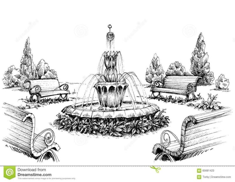 Эскиз фонтана в парке