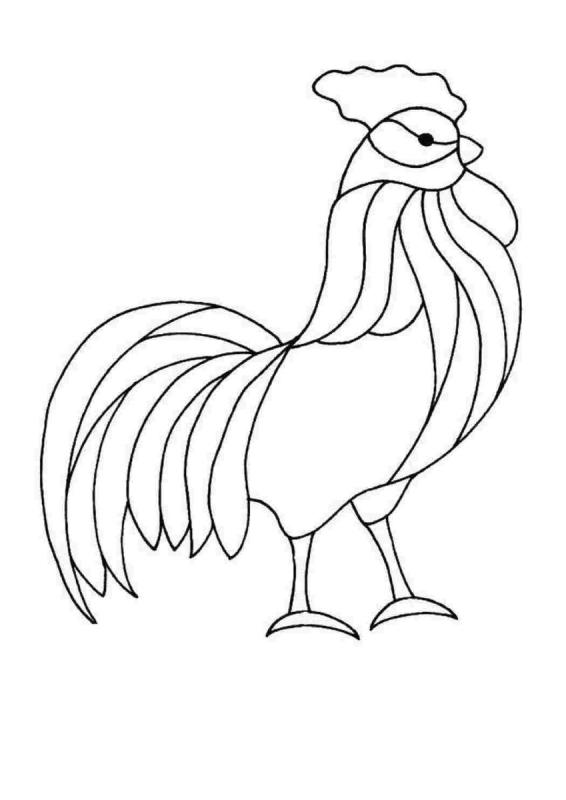 Петух раскраска витраж