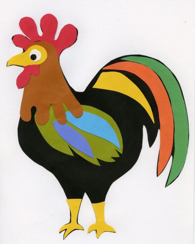 Раскрасить петуха карандашом