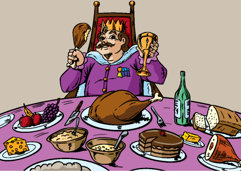 За столом карикатура