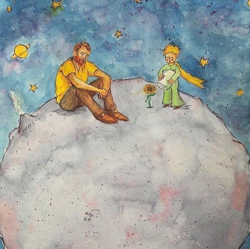 Маленький принц поливает розу