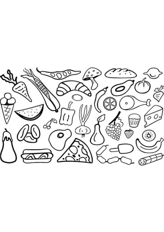 Раскраска полезные и вредные продукты