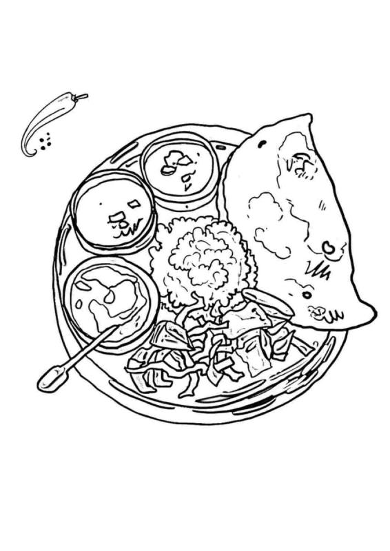 Раскраска семья и еда