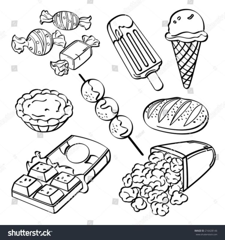 Раскраски полезных и вредных продуктов для детей