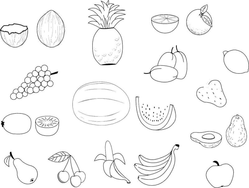 Фрукты. Раскраска