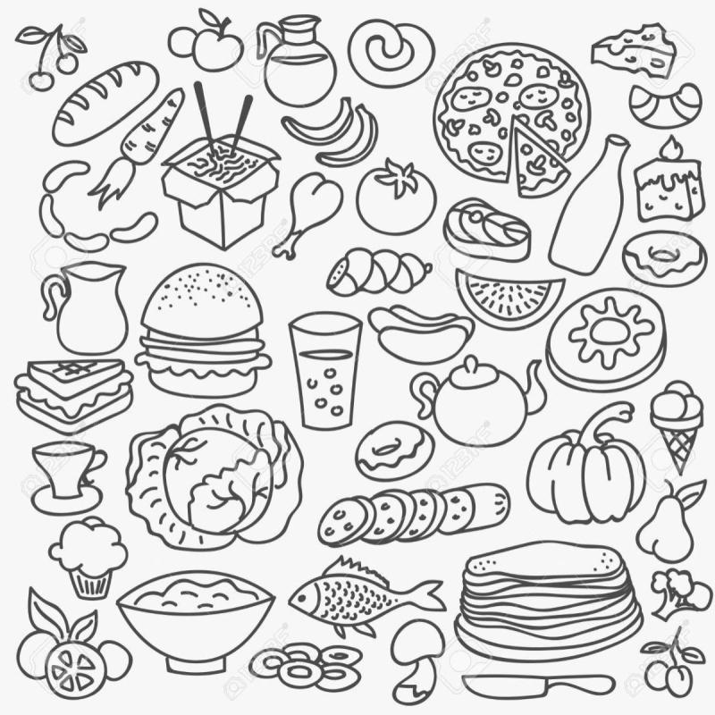 Наклейки еда черно белые