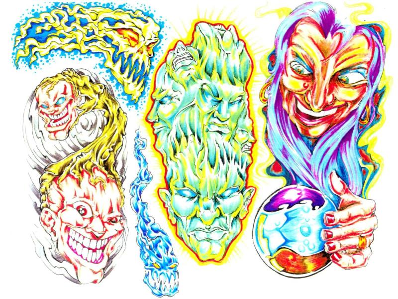 Психоделические тату эскизы