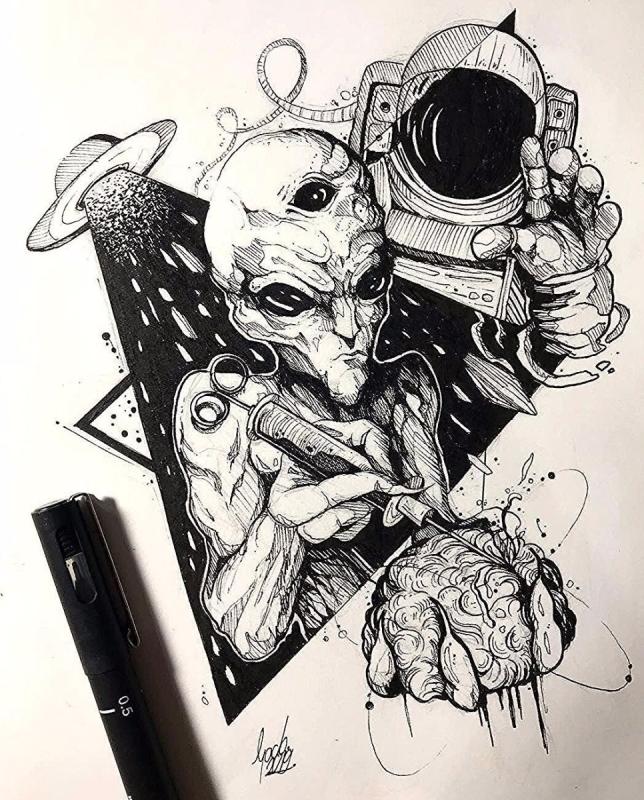 Тату пришелец эскизы