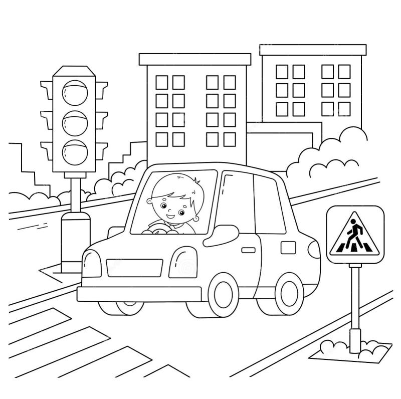 Раскраска дорожное движение