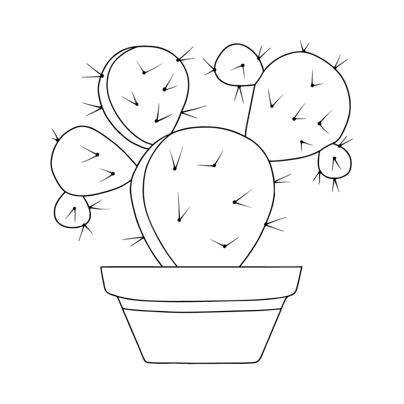 Раскраска Кактус в горшке для детей