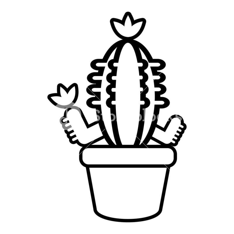 Шаблон кактуса в горшке