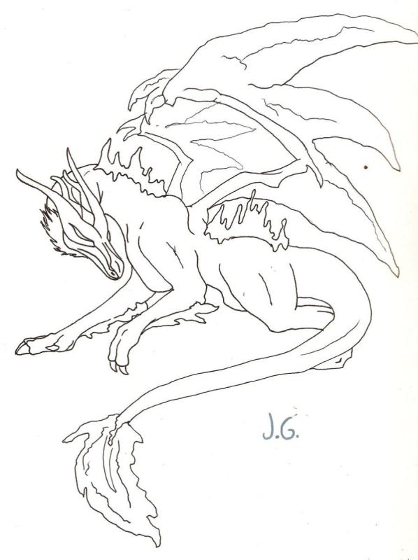 Спящий дракон рисунок карандашом