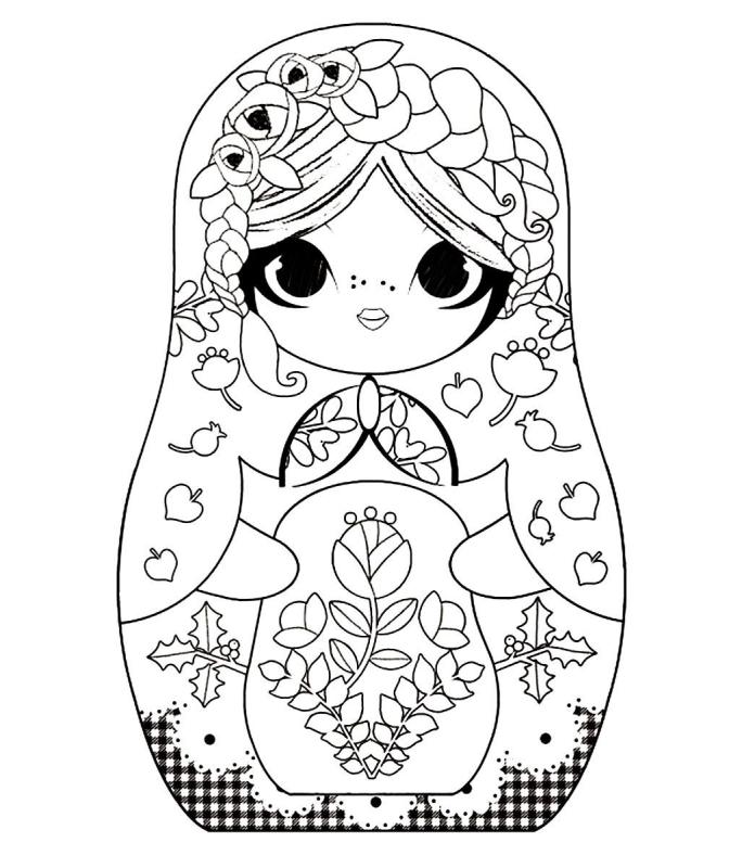 Семёновская матрёшка раскраска
