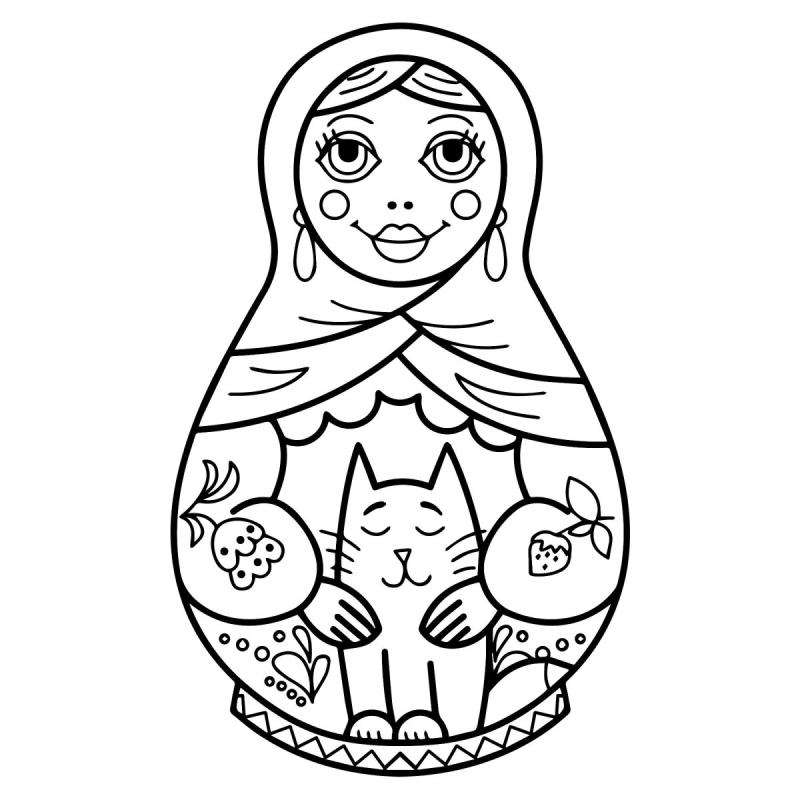 Контур матрешки для рисования