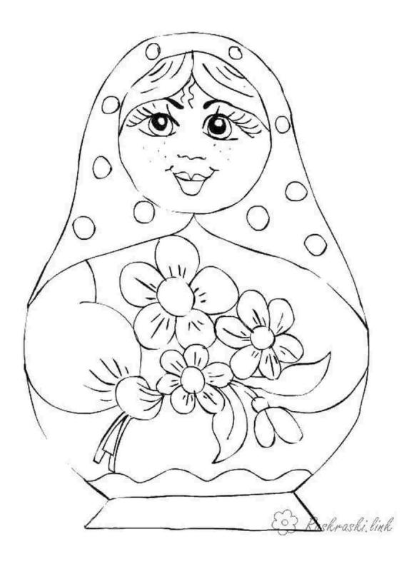 Матрёшка трафарет для раскрашивания