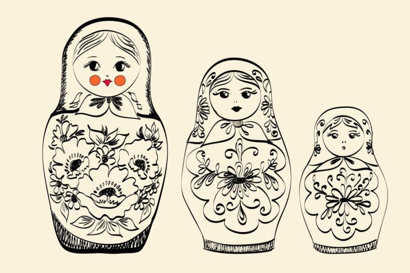 Матрешка раскраска для детей