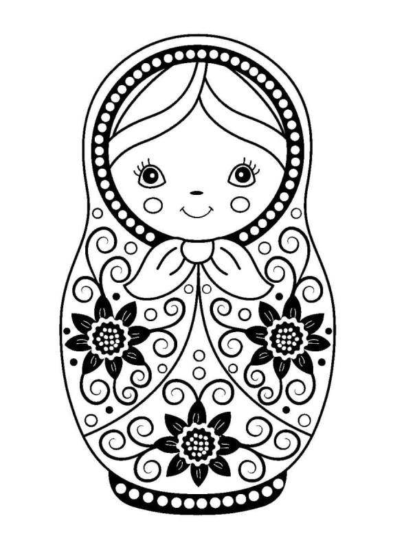 Матрешка раскраска для детей