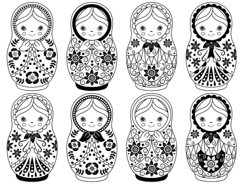 Раскраска матрёшка для детей 3-4 лет