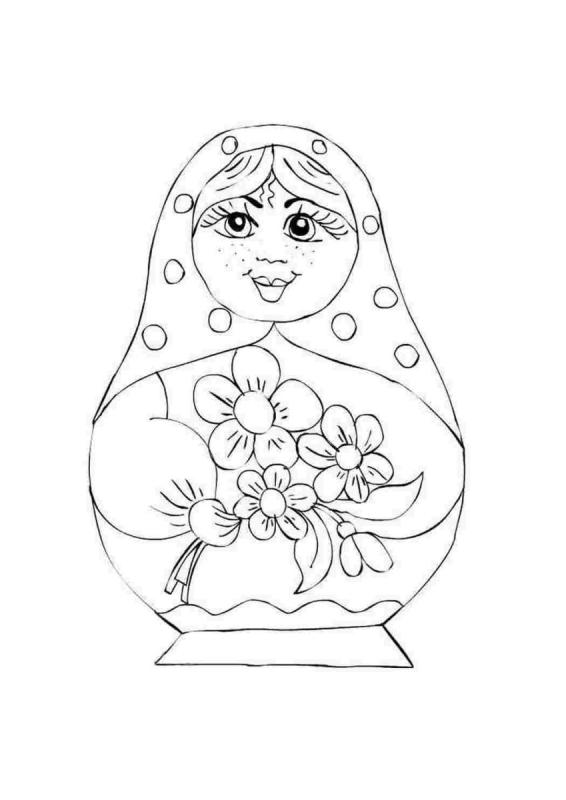 Матрешка раскраска для детей