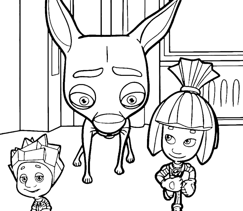 Фиксики кусачка раскраска