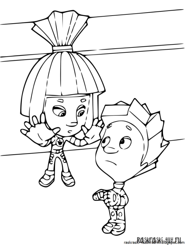 Раскраска Фиксики Симка и Нолик