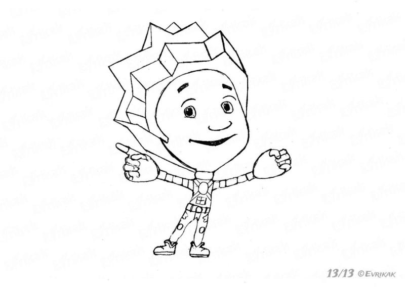 Раскраска Нолик из Фиксиков