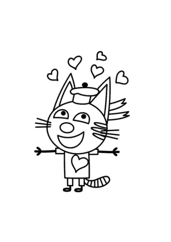 Карамелька три кота раскраска