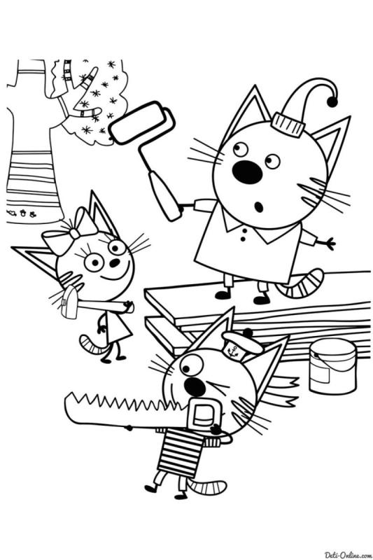 Карамелька три кота раскраска