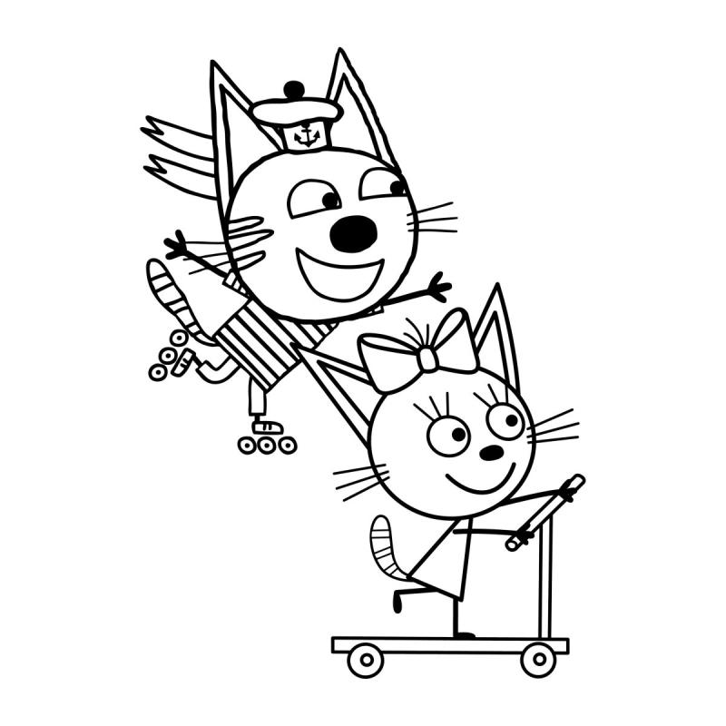 Карамелька три кота раскраска