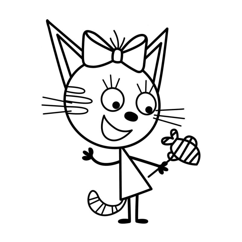 Наклей и раскрась три кота новый год