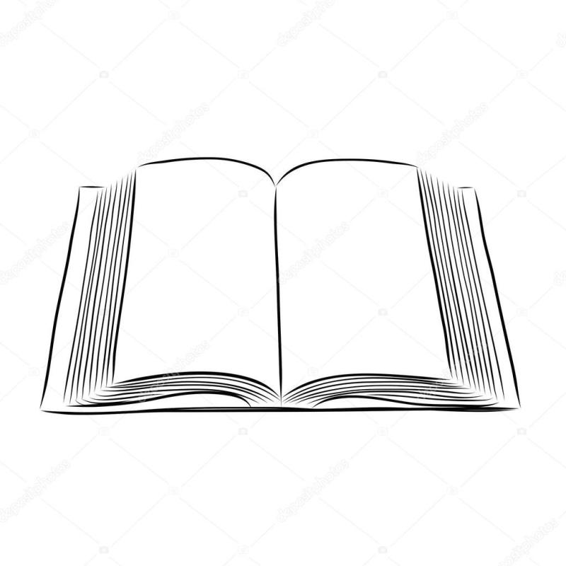 Развернутая книга черно белая