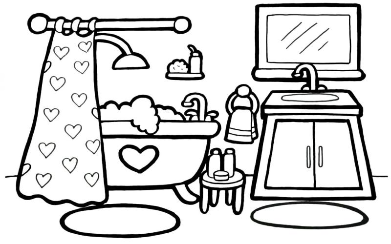 Принадлежности для ванной комнаты раскраска