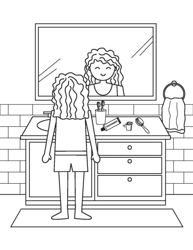 Раскраска девушка в комнате